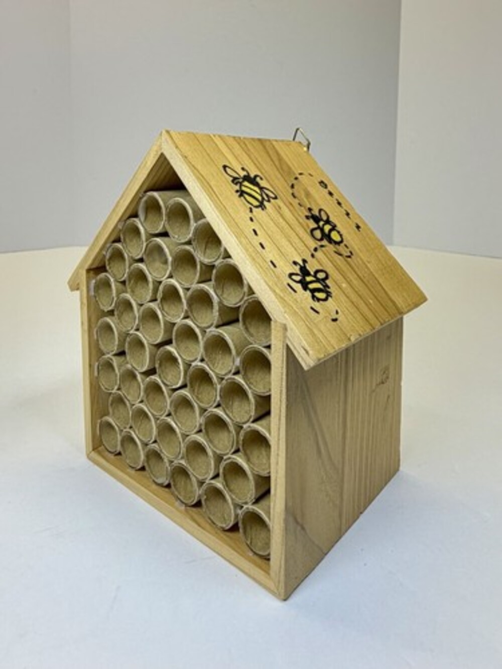 Hand Painted Wooden Bee Hotel Pollinator House NWOT